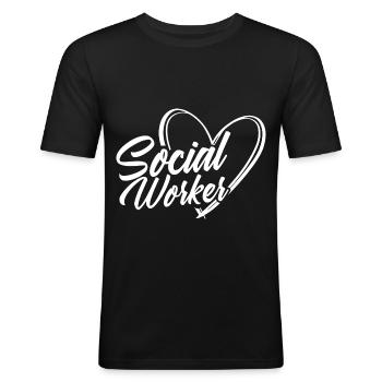 Social worker Social work Occupation Social - Men's Slim Fit T-Shirt - black - Front - Nik (191cm)