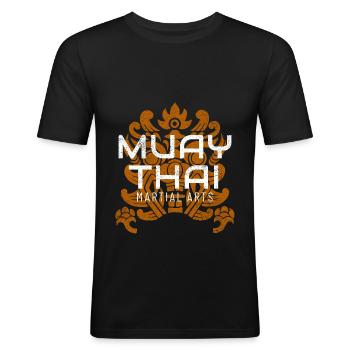 Muay Thai Kampfsport - Männer Slim Fit T-Shirt - Schwarz - Vorne - Nik (191cm)