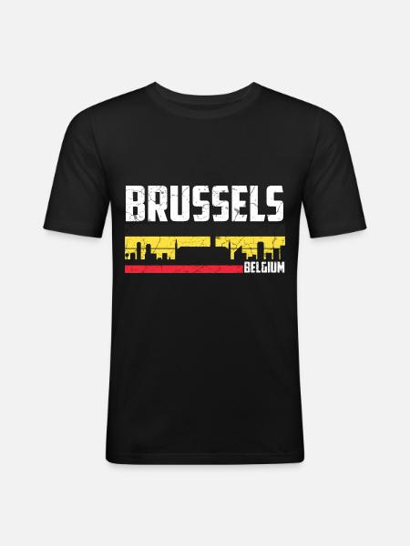 Brussels Belgium City - Men's Slim Fit T-Shirt - black