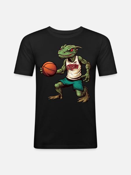 Lizard Basketball - Men's Slim Fit T-Shirt - black