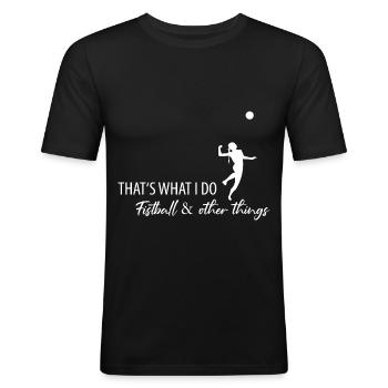 Faustball Faustballer Faustballspieler - Männer Slim Fit T-Shirt - Schwarz - Vorne - Nik (191cm)