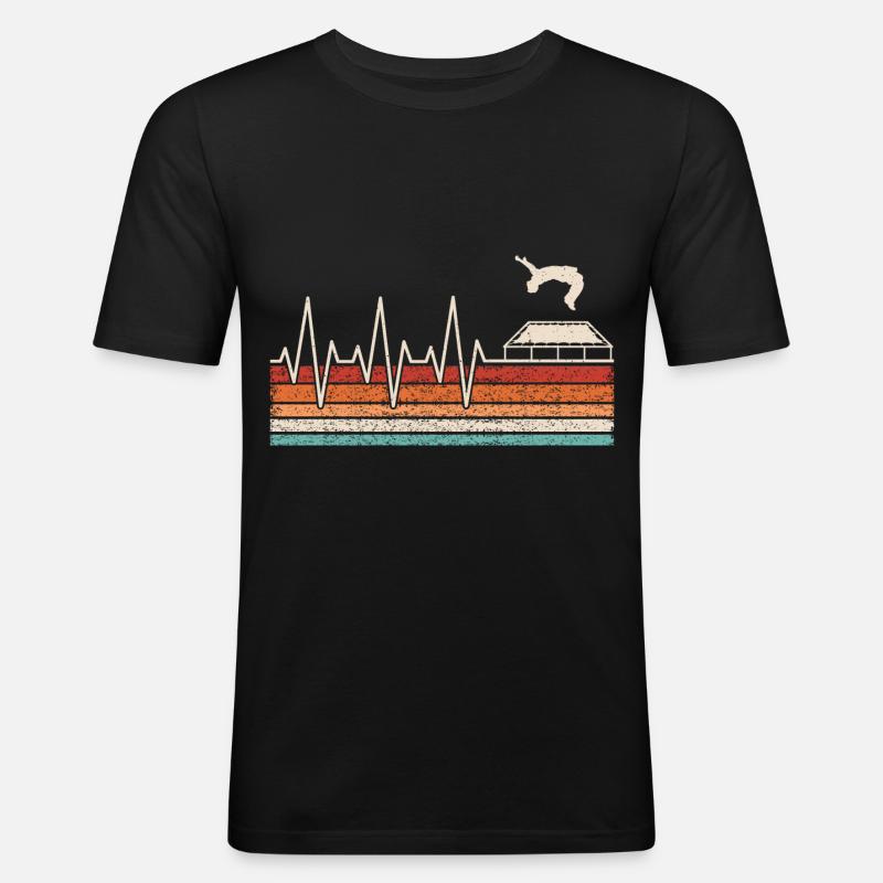 Trampolin Herzschlag - Männer Slim Fit T-Shirt - Schwarz