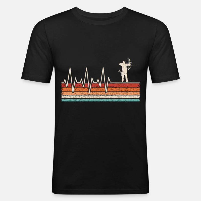 Bogenschütze Herzschlag Bogenschießen - Männer Slim Fit T-Shirt - Schwarz