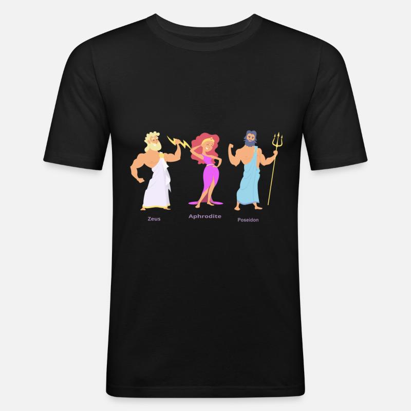 ZEUS APHRODITE POSEIDON - Männer Slim Fit T-Shirt - Schwarz