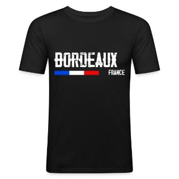 I like Bordeaux Name of City in France - Men's Slim Fit T-Shirt - black - Front - Nik (191cm)
