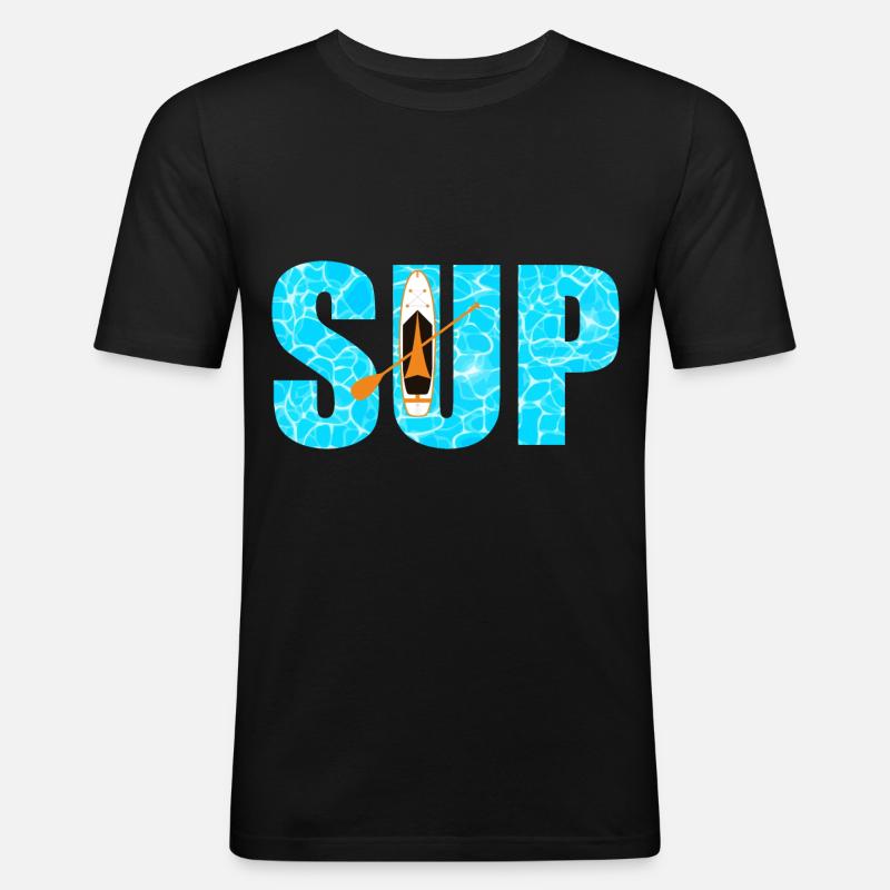 SUP Paddleboarding - Männer Slim Fit T-Shirt - Schwarz