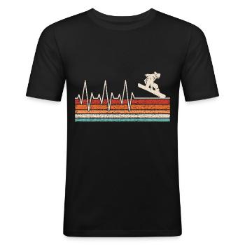 Snowboarder Herzschlag - Männer Slim Fit T-Shirt - Schwarz - Vorne - Nik (191cm)