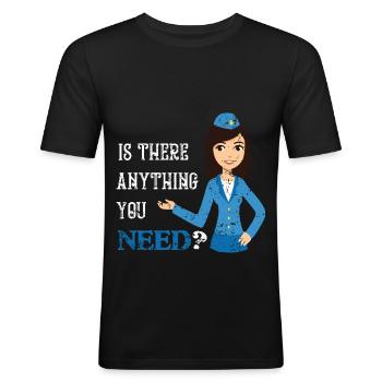Stewardess flight attendant - Men's Slim Fit T-Shirt - black - Front - Nik (191cm)