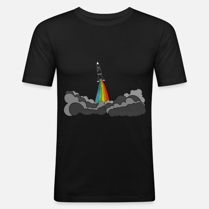 Rocket rakete (space shuttle) - Männer Slim Fit T-Shirt - Schwarz