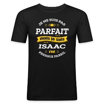 ISSAC PARFAIT - PRENOM ISSAC - T-shirt près du corps Homme - noir - Devant - Nik (191cm)