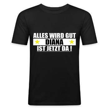 Diana Nom Prénom Anniversaire - T-shirt près du corps Homme - noir - Devant - Nik (191cm)