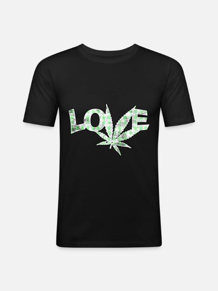 Love marijuana cannabis leaf - Men's Slim Fit T-Shirt - black