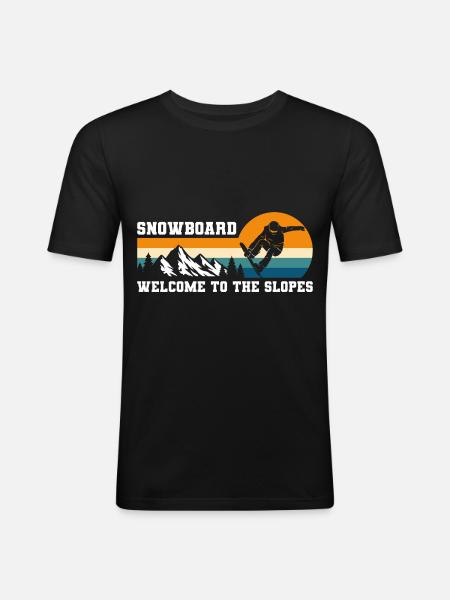Pista de nieve Snowboarder - Camiseta ajustada hombre - negro
