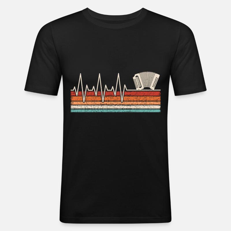 Harmonika Herzschlag - Männer Slim Fit T-Shirt - Schwarz