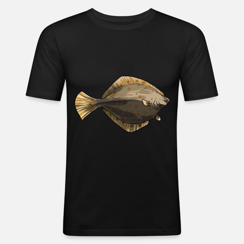 Scholle Heilbutt - Männer Slim Fit T-Shirt - Schwarz