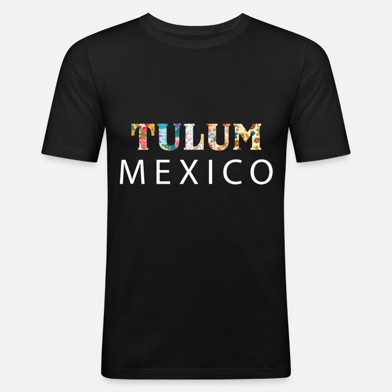 Tulum Mexico - Männer Slim Fit T-Shirt - Schwarz