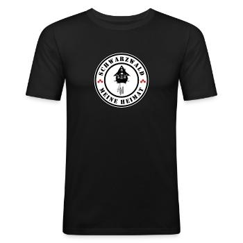Schwarzwald meine Heimat - Männer Slim Fit T-Shirt - Schwarz - Vorne - Nik (191cm)