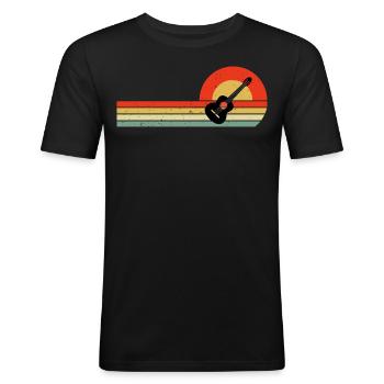 Guitariste acoustique Musicien Musicien Guitariste - T-shirt près du corps Homme - noir - Devant - Nik (191cm)
