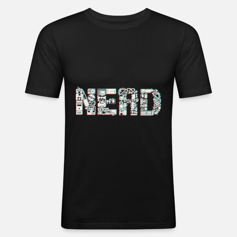 NERD 3D - Männer Slim Fit T-Shirt - Schwarz