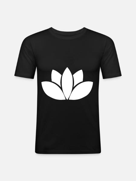 Lotusblume - Männer Slim Fit T-Shirt - Schwarz