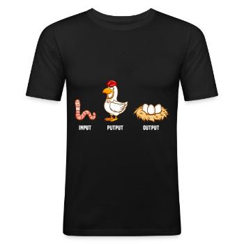 Input PutPut Output - Männer Slim Fit T-Shirt - Schwarz - Vorne - Nik (191cm)
