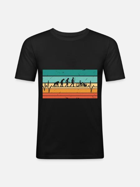 Vintage Heartbeat Handbike Fiets Handbike - Mannen slim fit T-shirt - zwart