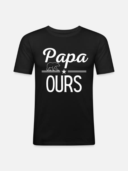 Papa ours - T-shirt près du corps Homme - noir