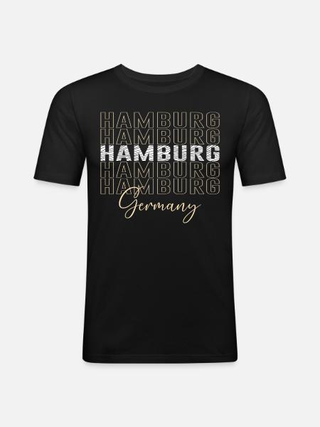 Hamburg Font Germany - Men's Slim Fit T-Shirt - black