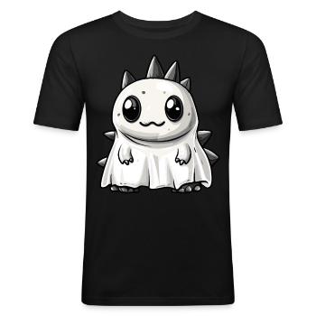 Dinosaur Stegosaurus Halloween Ghost - Men's Slim Fit T-Shirt - black - Front - Nik (191cm)