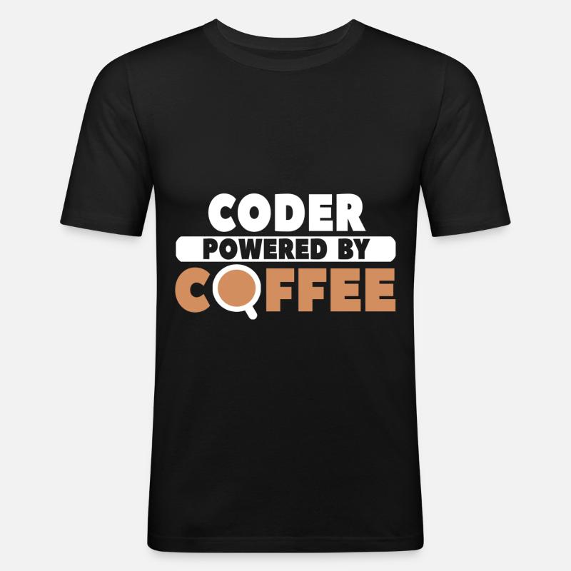 Coder Coffee - Männer Slim Fit T-Shirt - Schwarz