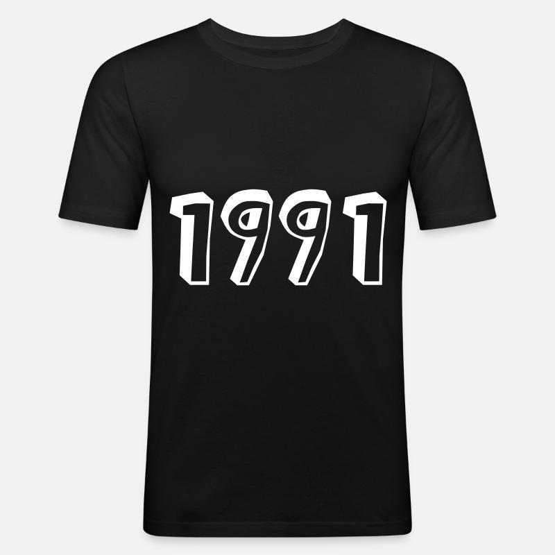 Geburtsjahr 1991 Geschenkidee - Männer Slim Fit T-Shirt - Schwarz