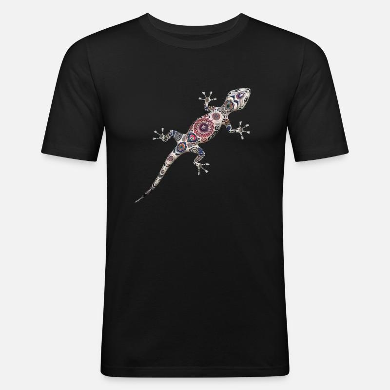 Eidechse Mit Muster - Männer Slim Fit T-Shirt - Schwarz