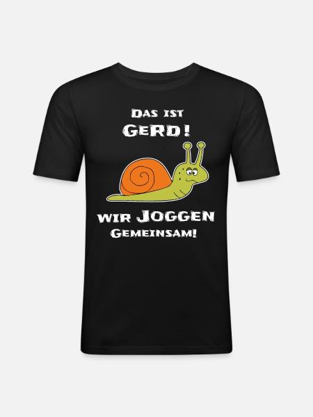 Funny Snail Jogging - Men's Slim Fit T-Shirt - black