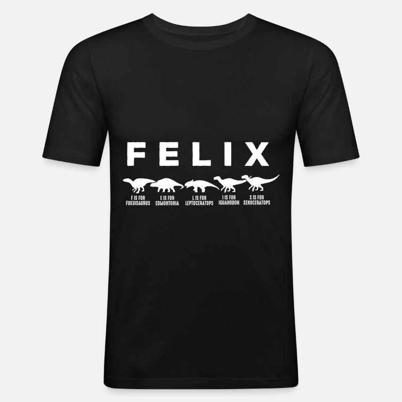 FELIX Cooler Dino Name Dinosaurier - Männer Slim Fit T-Shirt - Schwarz