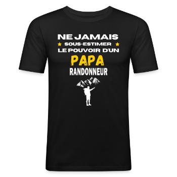 ne jamais sous estimer RANDONNEUR papa - Men's Slim Fit T-Shirt - black - Front - Nik (191cm)
