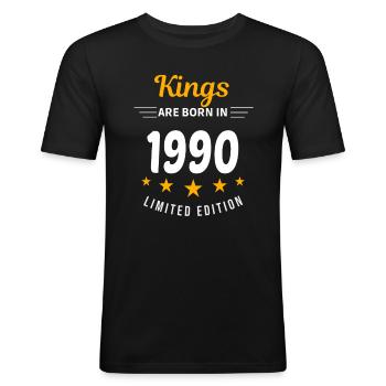 Kings ARE BORN IN 1990 - Men's Slim Fit T-Shirt - black - Front - Nik (191cm)