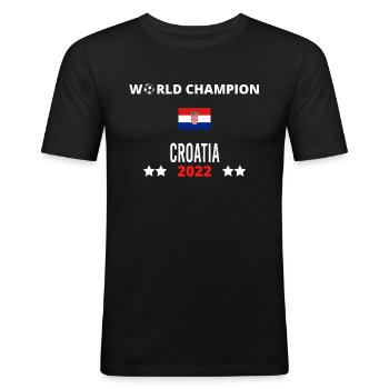 Kroatien Weltmeister 2022 - Männer Slim Fit T-Shirt - Schwarz - Vorne - Nik (191cm)