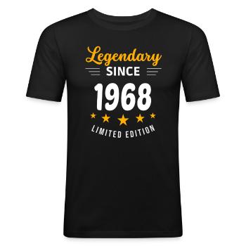 Legendär seit 1968 - Männer Slim Fit T-Shirt - Schwarz - Vorne - Nik (191cm)