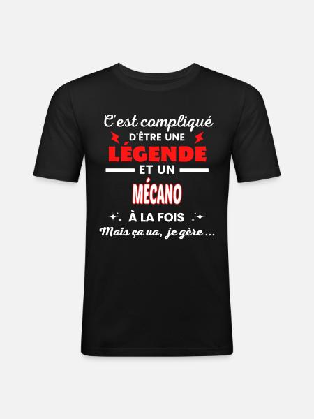 C'est compliqué phrase drôle MÉCANO - T-shirt près du corps Homme - noir