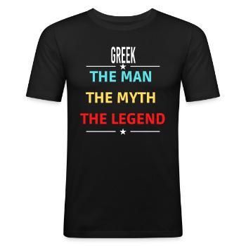 L’homme Le mythe La légende GREC - T-shirt près du corps Homme - noir - Devant - Nik (191cm)