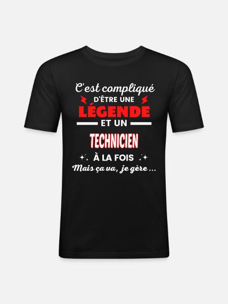 C'est compliqué phrase drôle TECHNICIEN - T-shirt près du corps Homme - noir