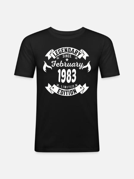 Legendär seit Februar 1983 - Männer Slim Fit T-Shirt - Schwarz