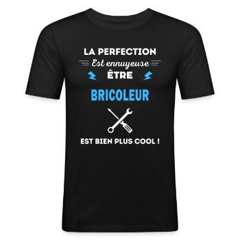 La perfection est ennuyeuse cool BRICOLEUR - T-shirt près du corps Homme - noir - Devant - Nik (191cm)