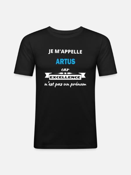 Je m'appelle excellence Artus - T-shirt près du corps Homme - noir