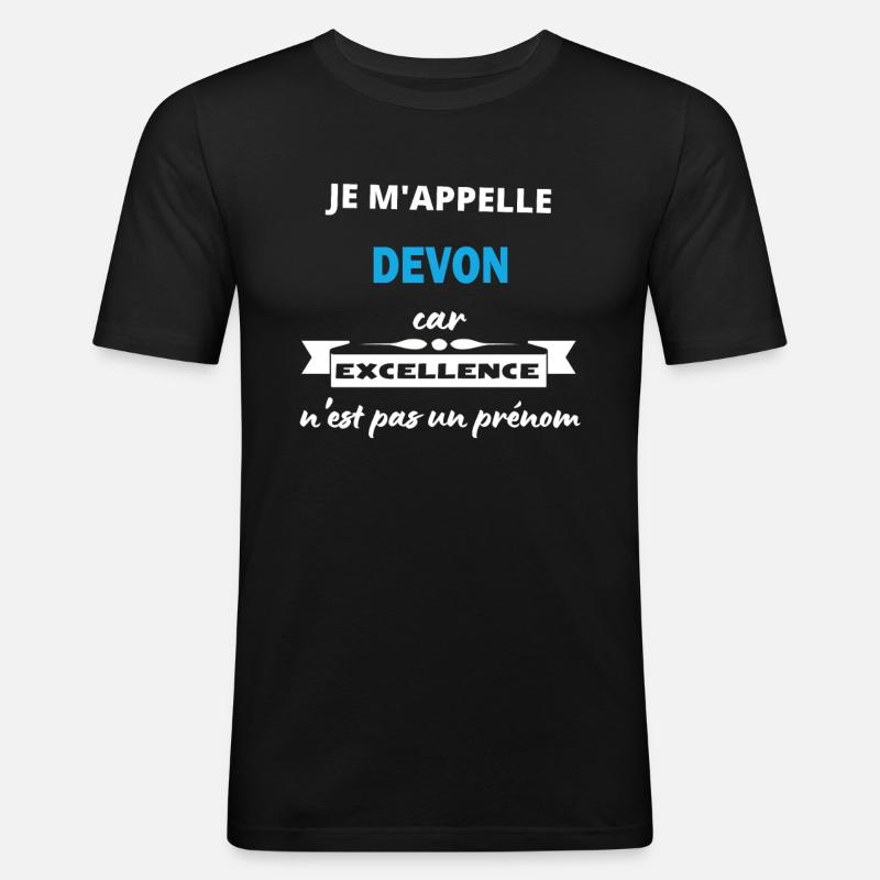 Je m'appelle excellence Devon - T-shirt près du corps Homme - noir