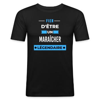 Fier d'être un légendaire MARAÎCHER HUMOUR - T-shirt près du corps Homme - noir - Devant - Nik (191cm)