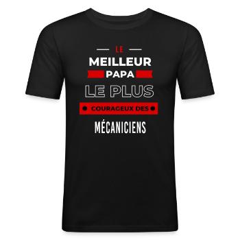 Le meilleur papa plus courageux des Mécaniciens - T-shirt près du corps Homme - noir - Devant - Nik (191cm)