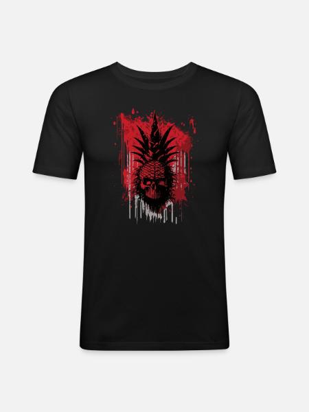 Fruit d’ananas effrayant - T-shirt près du corps Homme - noir
