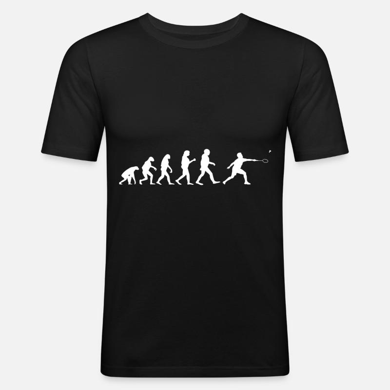 Evolution Badminton Silhouette Racquet - Men's Slim Fit T-Shirt - black