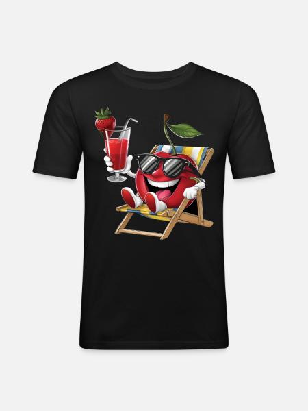 Cherry - Männer Slim Fit T-Shirt - Schwarz